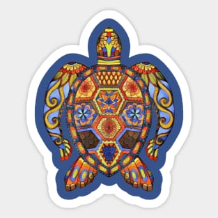 Colorful Sea Turtle Art Sticker